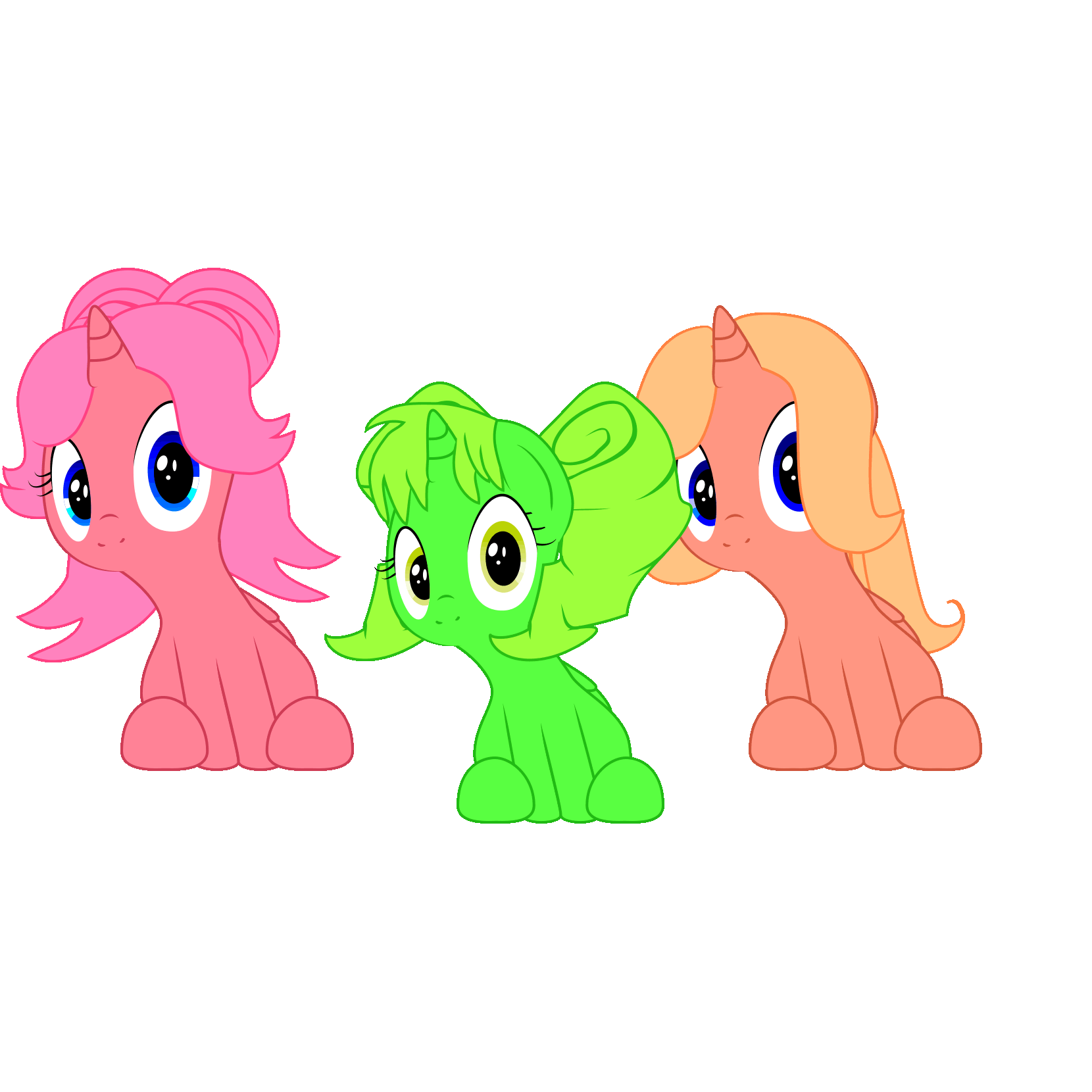 Size: 1660x1660 | Tagged: safe, artist:creshosk, oc, oc only, oc:cherry bloom, oc:peach bloom, oc:pear bloom, animated, dancing, headbob, looking at you
