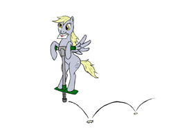 Size: 1018x774 | Tagged: safe, artist:lunarapologist, character:derpy hooves, species:pegasus, species:pony, female, letter, mare, mouth hold, pogo stick, solo