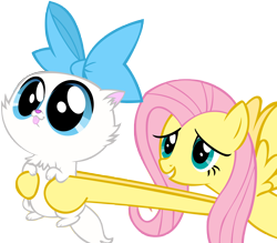 Size: 8000x7000 | Tagged: safe, artist:danton-damnark, character:fluttershy, species:pegasus, species:pony, absurd resolution, bow, cat, holding, mitsy, simple background, transparent background, vector