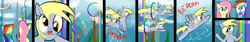 Size: 2600x433 | Tagged: safe, artist:cgeta, character:derpy hooves, character:fluttershy, character:rainbow dash, species:pegasus, species:pony, comic, division, female, mare, shrug, underp