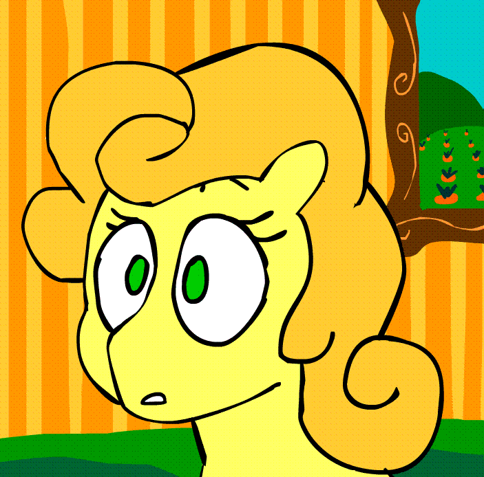 Size: 703x694 | Tagged: safe, artist:tooneyd, character:carrot top, character:golden harvest, animated, ask ditzy doo, faec, female, frown, reaction image, solo, unamused