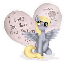 Size: 1900x1700 | Tagged: safe, artist:drawing-heart, character:derpy hooves, species:pegasus, species:pony, female, mare, muffin, solo, that pony sure does love muffins, valentine