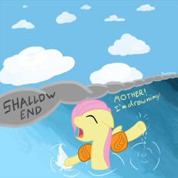 Size: 700x700 | Tagged: safe, artist:riokenng3, character:fluttershy, female, filly, floaty, inner tube, solo, swimming, water wings