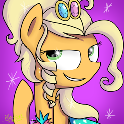 Size: 1000x1000 | Tagged: safe, artist:jayivee, character:applejack, episode:simple ways, g4, my little pony: friendship is magic, alternate hairstyle, applejewel, female, portrait, solo
