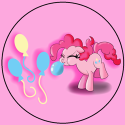Size: 3000x3000 | Tagged: safe, artist:resonance, character:pinkie pie, species:pony, balloon, blowing up balloons, button, cute, cutie mark, eyes closed, female, mare, solo