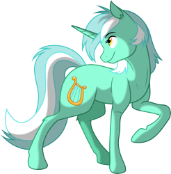 Size: 3965x4024 | Tagged: safe, artist:overdriv3n, character:lyra heartstrings, species:pony, species:unicorn, cutie mark, female, horn, looking back, raised hoof, realistic, realistic horse legs, simple background, solo, transparent background