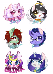 Size: 2480x3507 | Tagged: safe, artist:akamei, oc, oc only, oc:blink, species:alicorn, species:earth pony, species:pegasus, species:pony, species:unicorn, alicorn oc, blushing, cheongsam, clothing, cute, deadly sweetie, ear fluff, filly, headdress, heart, looking at you, open mouth, pixiv, smiling, spread wings, wingding eyes, wings