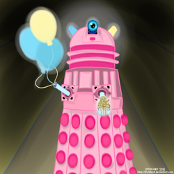 Size: 1000x1000 | Tagged: safe, artist:invidlord, character:pinkie pie, dalek, doctor who