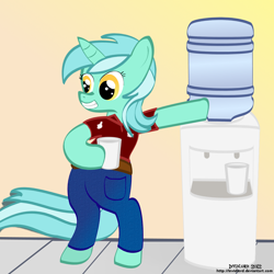 Size: 1000x1000 | Tagged: safe, artist:invidlord, character:lyra heartstrings, human behavior, humie, water cooler