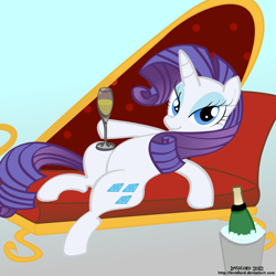 Size: 1000x1000 | Tagged: safe, artist:invidlord, character:rarity, alcohol, champagne