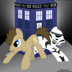Size: 1000x1000 | Tagged: safe, artist:invidlord, character:doctor whooves, character:time turner, crossover, star wars, stormtrooper