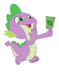 Size: 550x720 | Tagged: safe, artist:bradleyeighth, artist:pixelsofsin, character:spike, currency, male, simple background, solo, transparent background, twiface, vector