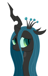 Size: 509x818 | Tagged: safe, artist:infernaldalek, character:queen chrysalis, species:changeling, changeling queen, female, frown, looking at you, portrait, sad, solo