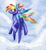 Size: 3700x4000 | Tagged: safe, artist:clrb, character:rainbow blaze, character:rainbow dash, flying, younger
