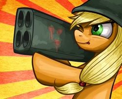 Size: 993x805 | Tagged: safe, artist:clrb, character:applejack, friendship is witchcraft, female, how applejack won the war, rocket launcher, soldier, soldierjack, solo, weapon