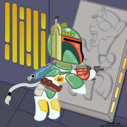 Size: 1000x1000 | Tagged: safe, artist:invidlord, character:twilight sparkle, boba fett, carbonite, crossover, ponified, star wars
