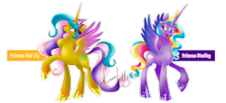 Size: 1280x584 | Tagged: safe, artist:allocen, character:princess gold lily, character:princess sterling, species:alicorn, species:pony, rainbow power, rainbow power-ified