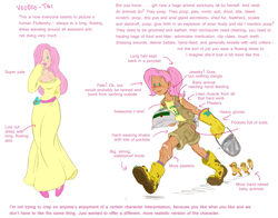 Size: 1019x800 | Tagged: safe, artist:voodoo-tiki, character:fluttershy, species:human, analysis, boots, cargo shorts, clothing, comparison, dress, gloves, headcanon, humanized, long skirt, ponytail, shoes, simple background, skirt, tanned, text, white background