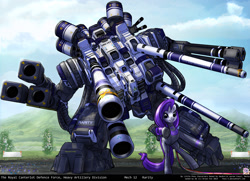 Size: 1800x1306 | Tagged: safe, artist:foxi-5, character:rarity, artillery, cannon, female, giant robot, mecha, solo