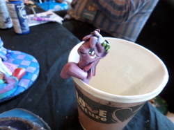 Size: 4608x3456 | Tagged: safe, artist:juu50x, character:berry punch, character:berryshine, species:pony, 2014, coffee mug, crystal fair con, cup of pony, drunk, figure, finland, finlandia hall, funny, go home you're drunk, happy, helsinki, irl, photo, smiling