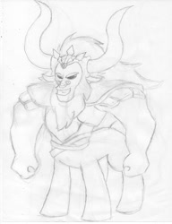 Size: 783x1021 | Tagged: safe, artist:bigrinth, character:lord tirek, species:centaur, cosplay, ganondorf, hyrule warriors, male, monochrome, sketch, solo, the legend of zelda, traditional art