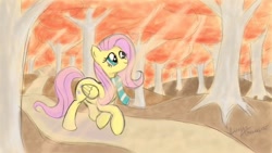 Size: 1920x1080 | Tagged: safe, artist:lunarapologist, character:fluttershy, autumn, clothing, female, scarf, solo