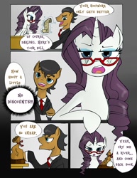 Size: 1000x1294 | Tagged: safe, artist:juanrock, character:filthy rich, character:rarity, comic, glasses