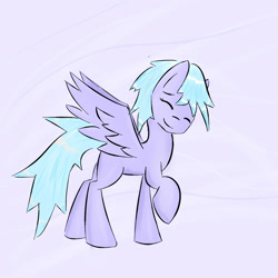 Size: 1600x1600 | Tagged: safe, artist:owlnon, character:cloudchaser, eyes closed, female, raised hoof, smiling, solo, spread wings, wings