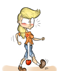 Size: 640x800 | Tagged: safe, artist:keentao, character:applejack, humanized, skinny, young
