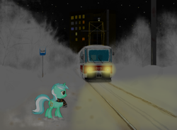 Size: 1280x944 | Tagged: safe, artist:subway777, character:lyra heartstrings, clothing, female, russia, scarf, solo, tram