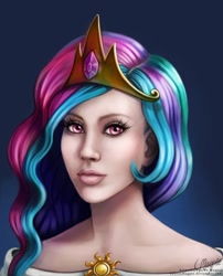 Size: 1000x1235 | Tagged: safe, artist:laurenmagpie, character:princess celestia, species:human, bust, female, humanized, portrait, solo