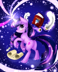 Size: 4000x5000 | Tagged: safe, artist:vardastouch, character:twilight sparkle, character:twilight sparkle (unicorn), species:pony, species:unicorn, book, female, ink, magic, mare, quill, rearing, scroll, solo, telekinesis