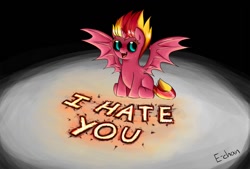 Size: 1088x735 | Tagged: safe, artist:mornincloud, character:sunset satan, character:sunset shimmer, species:pony, g4, my little pony:equestria girls, chibi, cute, demon, fangs, filly, i hate you, ponified, shimmerbetes, sunset satan