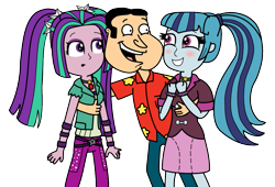 Size: 981x667 | Tagged: safe, artist:mighty355, character:aria blaze, character:sonata dusk, equestria girls:rainbow rocks, g4, my little pony: equestria girls, my little pony:equestria girls, crossover, family guy, glenn quagmire, imminent rape, imminent sex, quagmire, simple background, this will end in tears, transparent background