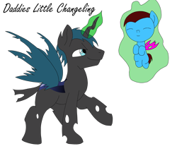 Size: 2417x2067 | Tagged: safe, artist:kitsamoon, oc, oc only, species:changeling, duo, father and son, high res, offspring
