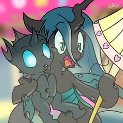 Size: 1000x1000 | Tagged: safe, artist:ethaes, character:queen chrysalis, species:changeling, fanfic:changeling the movie, changeling queen, fanfic art, female, lamp