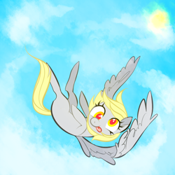 Size: 700x700 | Tagged: safe, artist:tearzah, character:derpy hooves, species:pegasus, species:pony, female, flying, mare, solo
