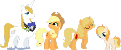 Size: 1280x526 | Tagged: safe, artist:archerinblue, character:applejack, character:prince blueblood, oc, oc:ambrosia, parent:applejack, parent:prince blueblood, parents:bluejack, ship:bluejack, bluejack, crack shipping, female, male, offspring, shipping, straight