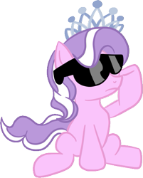 Size: 411x512 | Tagged: safe, artist:infernaldalek, character:diamond tiara, species:earth pony, species:pony, female, simple background, sitting, solo, sunglasses, swag, transparent background