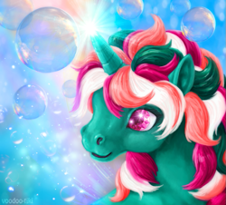 Size: 775x700 | Tagged: safe, artist:voodoo-tiki, character:fizzy, species:twinkle eyed pony, g1, bubble, magic