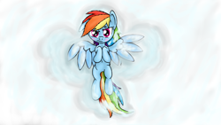 Size: 3840x2160 | Tagged: safe, artist:thunderelemental, character:rainbow dash, belly button, blushing, cross-popping veins, female, snow, snow angel, solo, tsunderainbow, tsundere