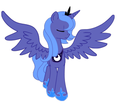 Size: 1378x1175 | Tagged: safe, artist:reina-del-caos, character:princess luna, eyes closed, female, s1 luna, simple background, solo, spread wings, transparent background, vector, wings