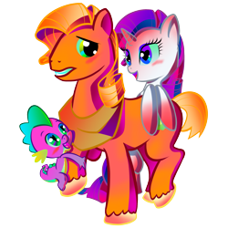 Size: 2047x2047 | Tagged: safe, artist:halem1991, character:big mcintosh, character:rarity, character:spike, species:earth pony, species:pony, ship:rarimac, alternate hairstyle, gay, heart eyes, male, shipping, spikentosh, stallion, straight, wingding eyes
