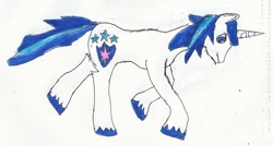 Size: 630x338 | Tagged: safe, artist:zeldatheswordsman, character:shining armor, charge, male, solo, traditional art