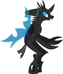 Size: 829x965 | Tagged: safe, artist:videogamehunter, oc, oc only, oc:riptide the changeling, species:anthro, species:changeling, commission, solo