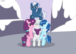 Size: 4478x3196 | Tagged: safe, artist:techarmsbu, character:double diamond, character:night glider, character:party favor, character:sugar belle, episode:the cutie map, g4, my little pony: friendship is magic, equal four, group hug