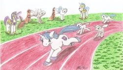 Size: 2336x1328 | Tagged: safe, artist:stardustchild01, character:shining armor, kick, race, royal guard, training, whistle