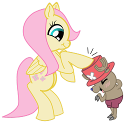 Size: 1280x1262 | Tagged: safe, artist:toonfreak, character:fluttershy, species:pegasus, species:pony, choppershy, female, mare, one piece, rearing, simple background, tony tony chopper, transparent background