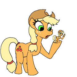Size: 1000x1000 | Tagged: safe, artist:echidnajoe, artist:vinny van yiffy, character:applejack, species:earth pony, species:pony, appletini, clothing, cowboy hat, droste effect, female, hat, mare, open mouth, recursion, simple background, solo, stetson, white background