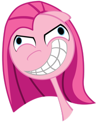 Size: 1280x1583 | Tagged: safe, artist:toonfreak, character:pinkamena diane pie, character:pinkie pie, species:earth pony, species:pony, bust, derp, female, grin, mare, portrait, simple background, smiling, solo
